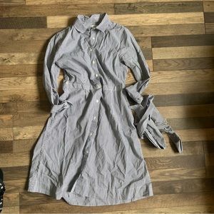 J by J. Crew blue striped belted dress 6